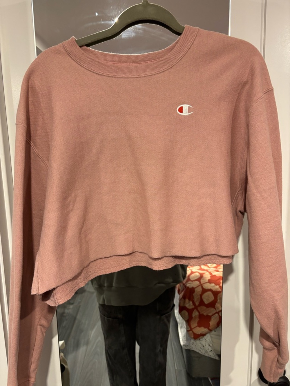 Champion Cropped Crewneck Sweatshirt in Dusty Rose